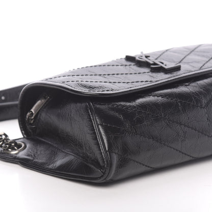 Saint Laurent Crinkled Calfskin Matelasse Monogram Niki Body Bag Black 8 of 9