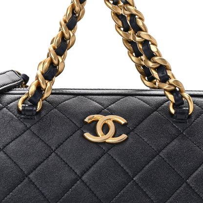 Chanel Shiny Lambskin Quilted Fashion Therapy Bowling Bag Navy 7 of 10