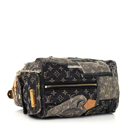 Louis Vuitton Denim Patchwork Speedy 30 Blue 3 of 14
