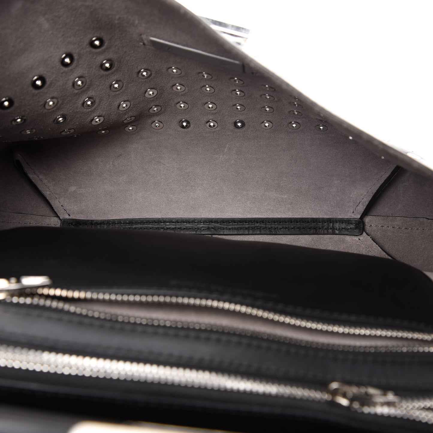 Lambskin Eyelets Marion Tote Black Silver Hardware