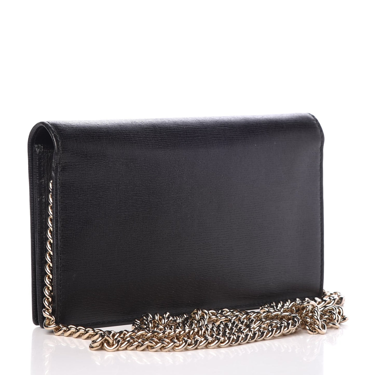 Textured Calfskin Medium Betty Chain Wallet Black