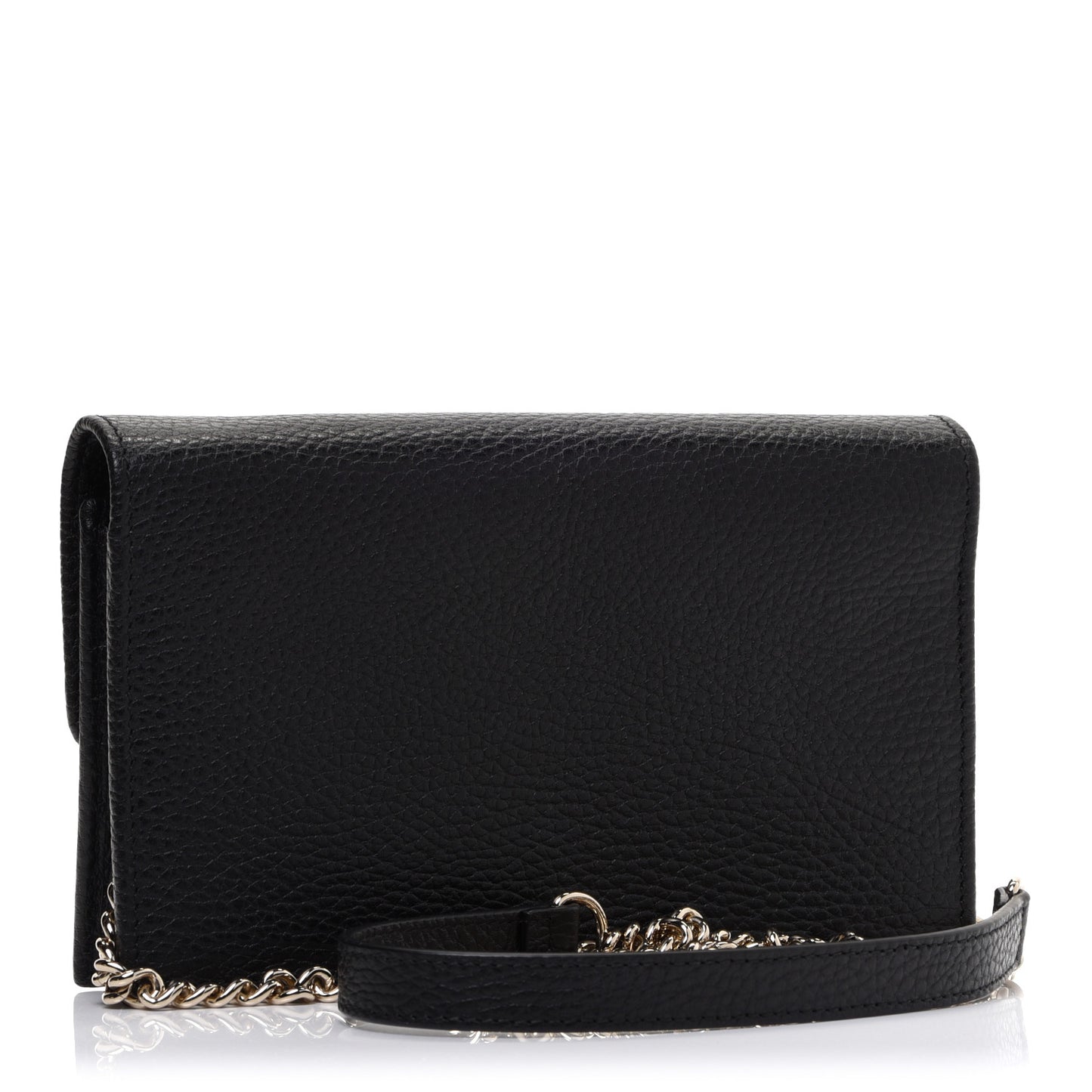 Dollar Calfskin Interlocking G Chain Wallet Black