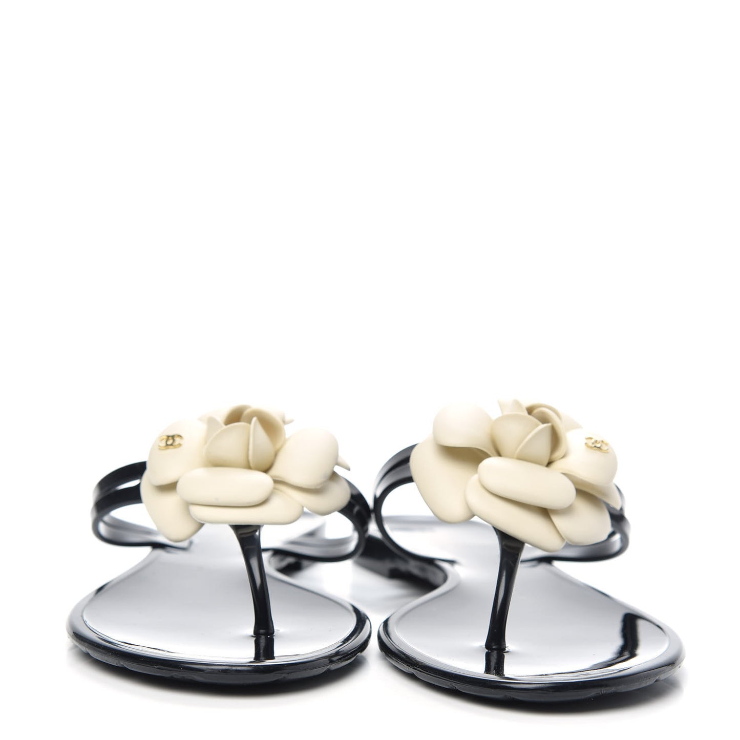 Jelly Camellia Thong Sandals 39 Black Ivory