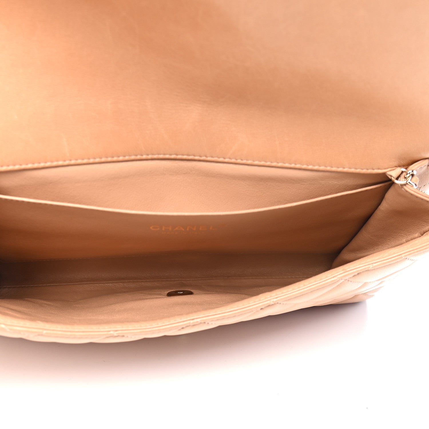 Chanel Lambskin Quilted Clutch With Chain Flap Beige 4 of 8