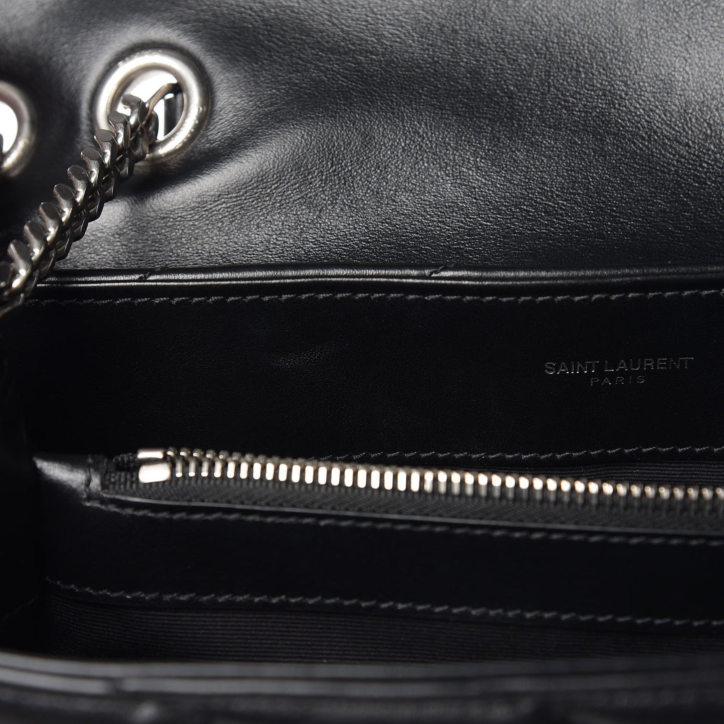 Calfskin Y Quilted Monogram Medium Loulou Chain Satchel Black