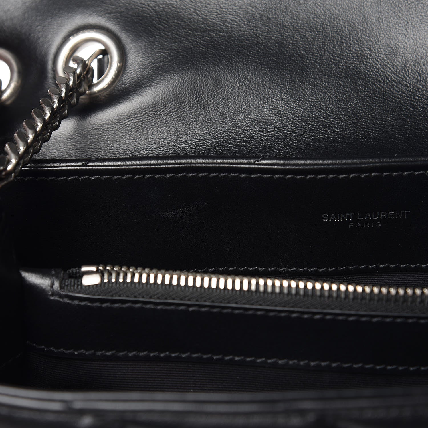 Saint Laurent Calfskin Y Quilted Monogram Medium Loulou Chain Satchel Black 9 of 13