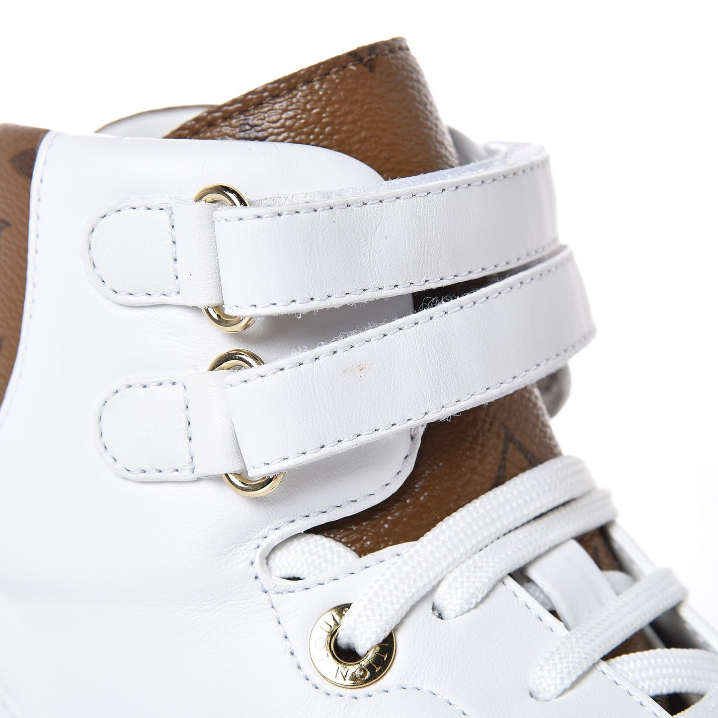 Calfskin Reverse Monogram Boombox High Top Sneakers 38 White