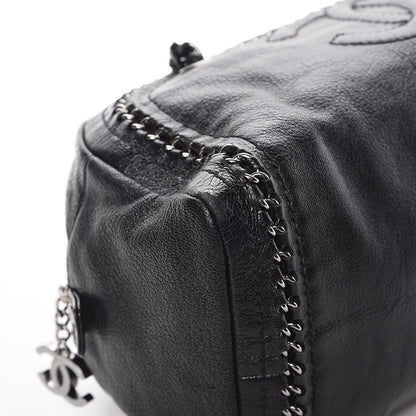 Chanel Metallic Goatskin Medium Luxe Ligne Bowler Black 10 of 12