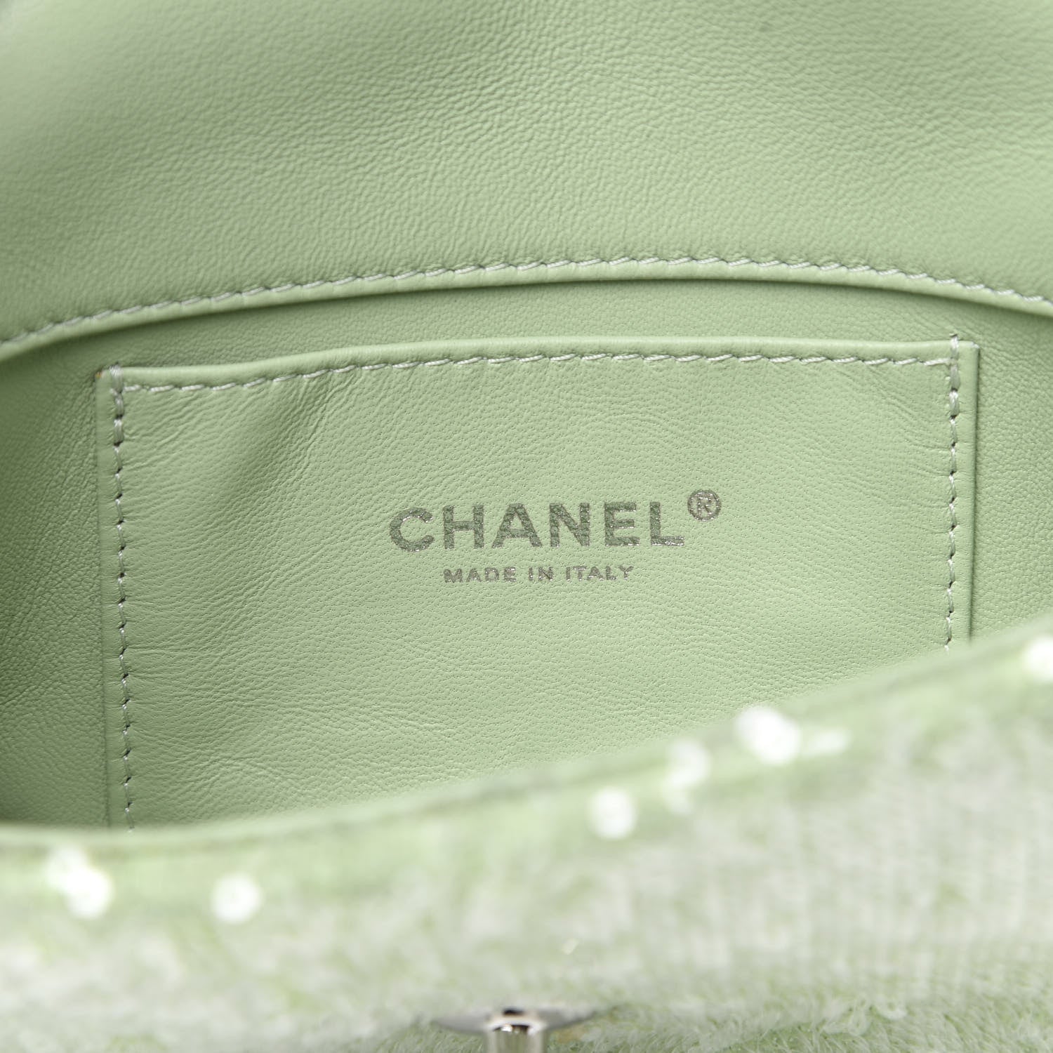 Chanel Sequin Mini Waterfall Flap Green Light Green Yellow 6 of 11