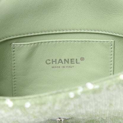 Chanel Sequin Mini Waterfall Flap Green Light Green Yellow 6 of 11