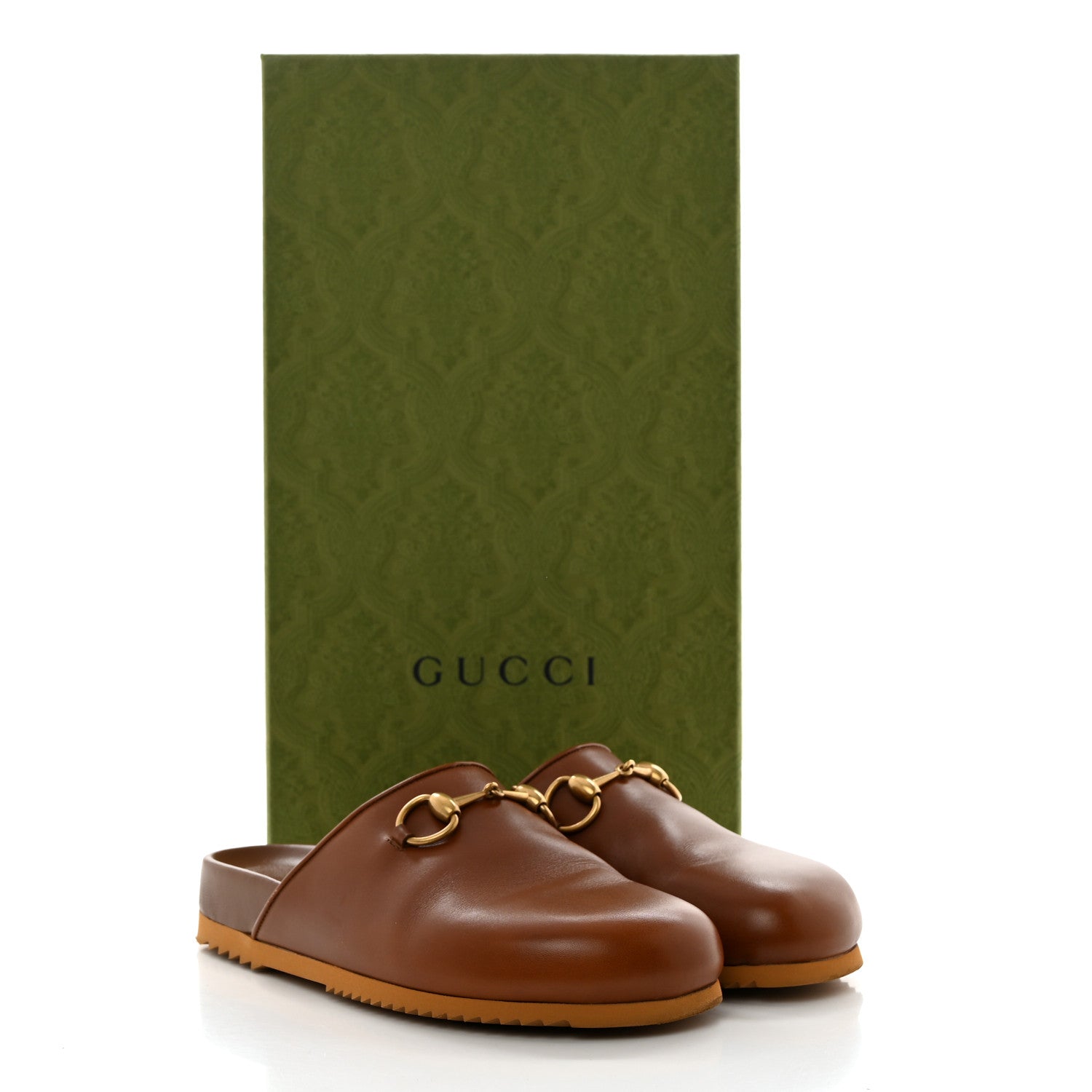 Gucci Jakarta Calfskin Womens Horsebit Slippers 36.5 Brown 10 of 10