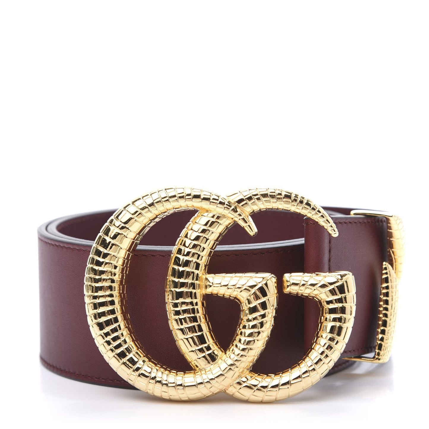 Calfskin Lizard Double G 50mm Belt 85 34 Vintage Bordeaux