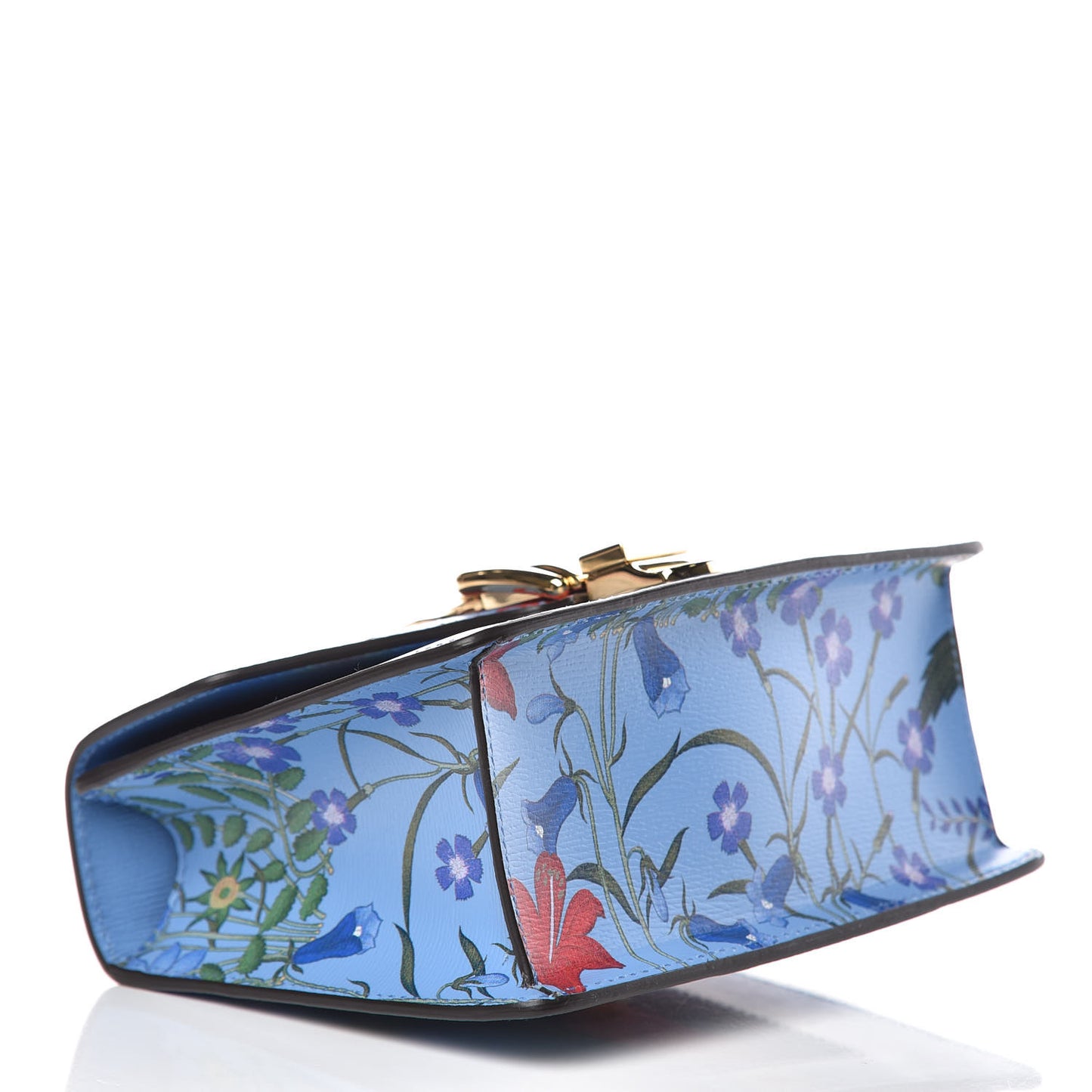 Shangai Calfskin Web New Flora Mini Sylvie Chain Shoulder Bag Azure