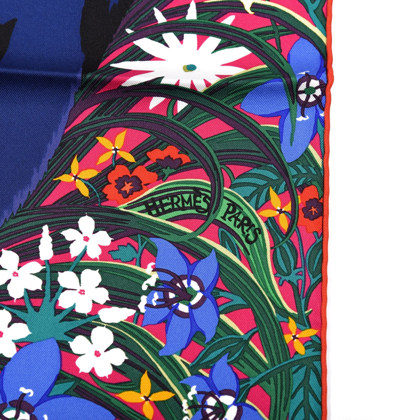 Silk Tyger Tyger Scarf 90 Rose Vif Indigo Vert