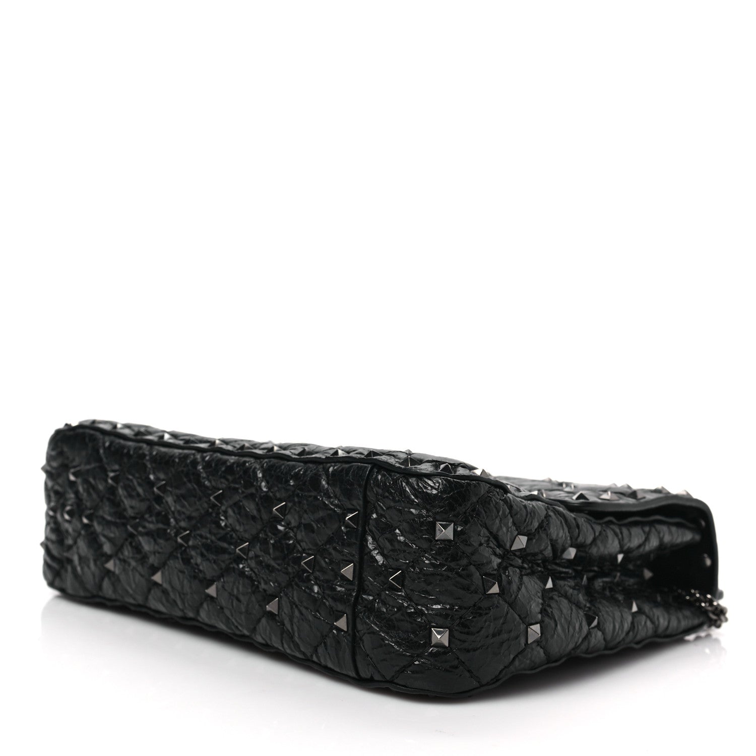 Valentino Garavani Craquele Nappa Medium Rockstud Spike Shoulder Bag Black 7 of 7
