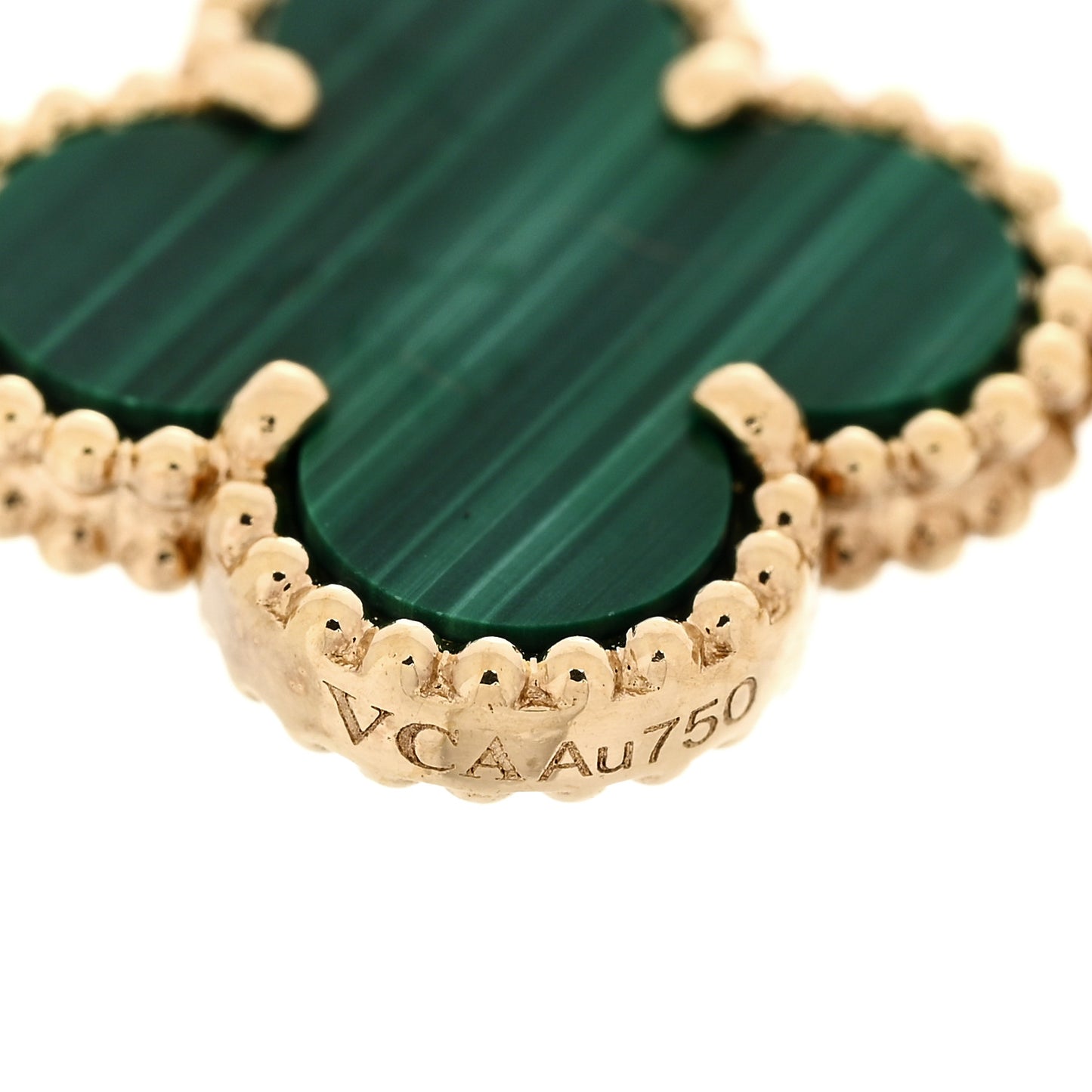 18K Yellow Gold Malachite 5 Motifs Vintage Alhambra Bracelet