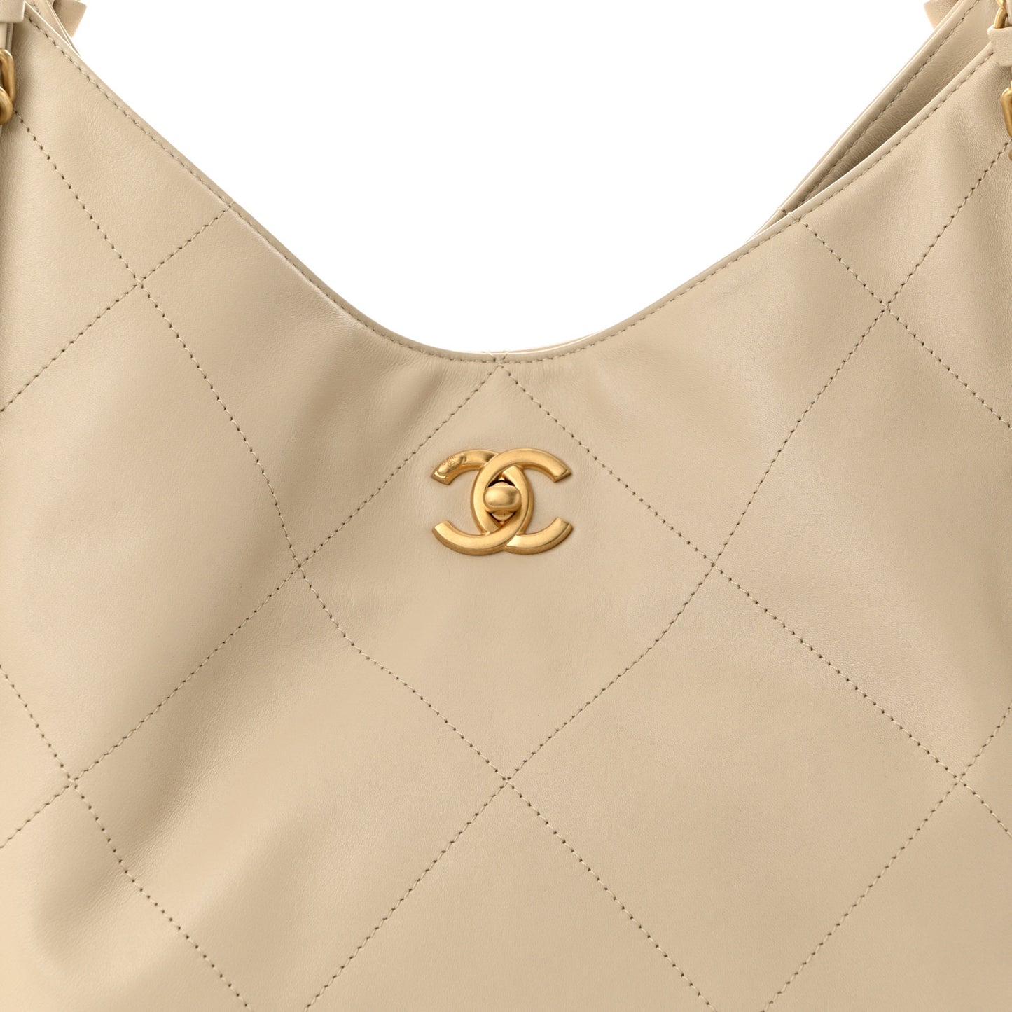Calfskin Quilted Maxi Shopping Bag Beige