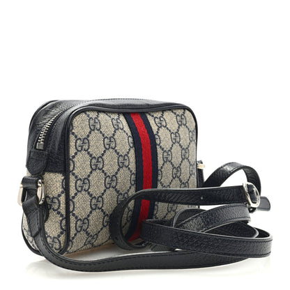 Gucci GG Supreme Monogram Textured Dollar Calfskin Web Mini Ophidia Shoulder Bag Beige Blue 2 of 8