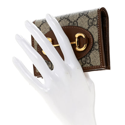 Gucci GG Supreme Monogram Horsebit 1955 Card Case Wallet Beige Ebony Brown Sugar 2 of 11