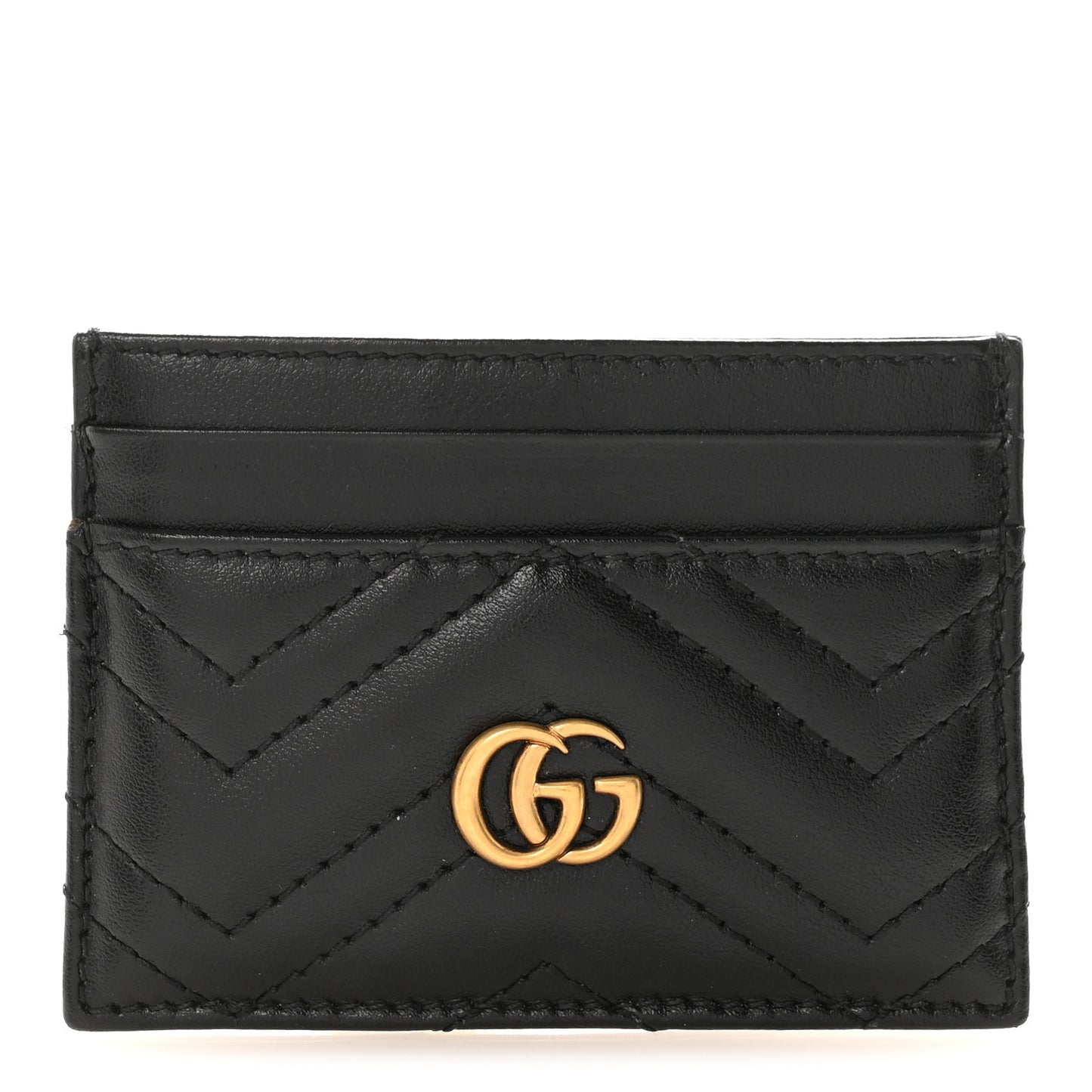 Calfskin Matelasse GG Marmont Card Holder Black