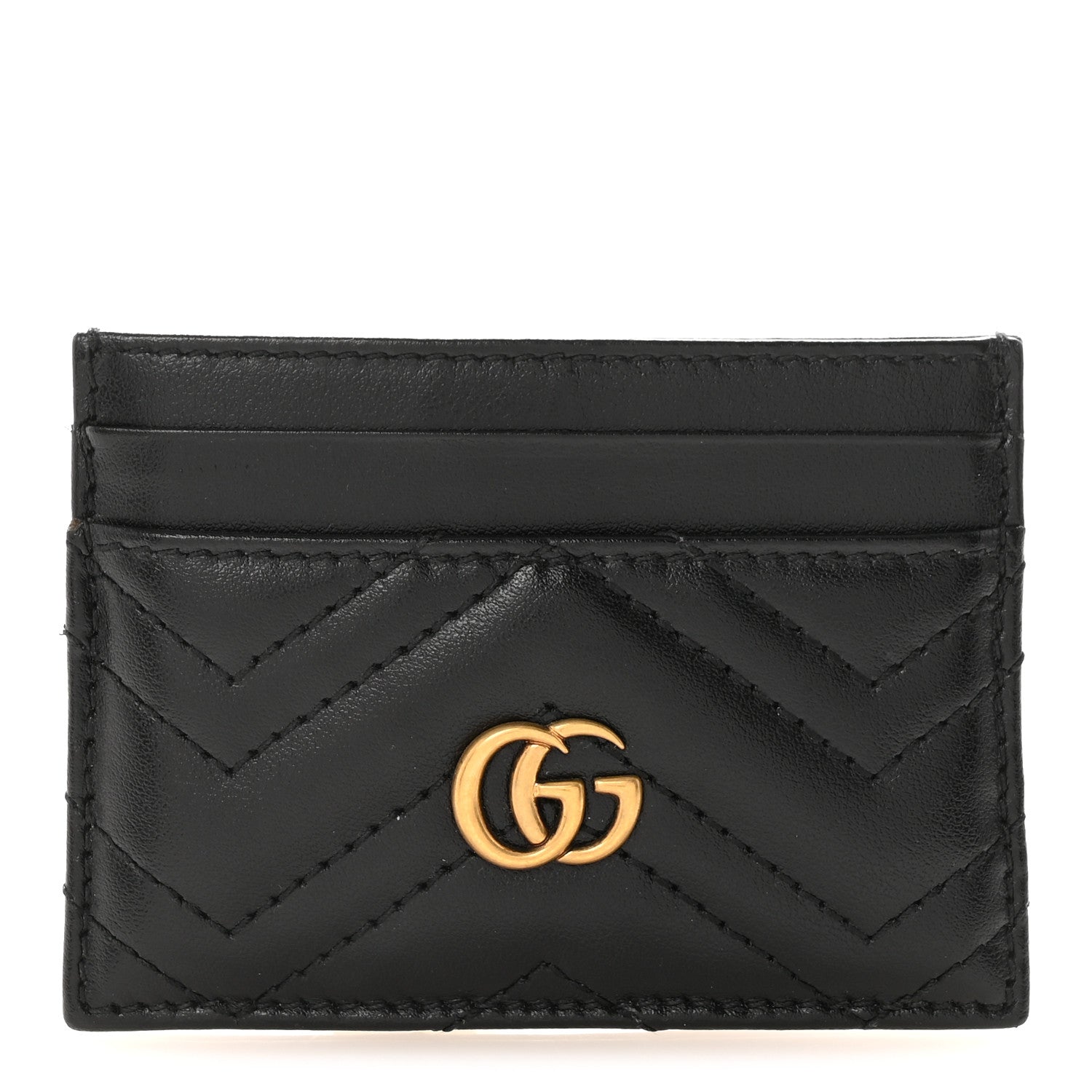 Gucci Calfskin Matelasse GG Marmont Card Holder Black 1 of 7
