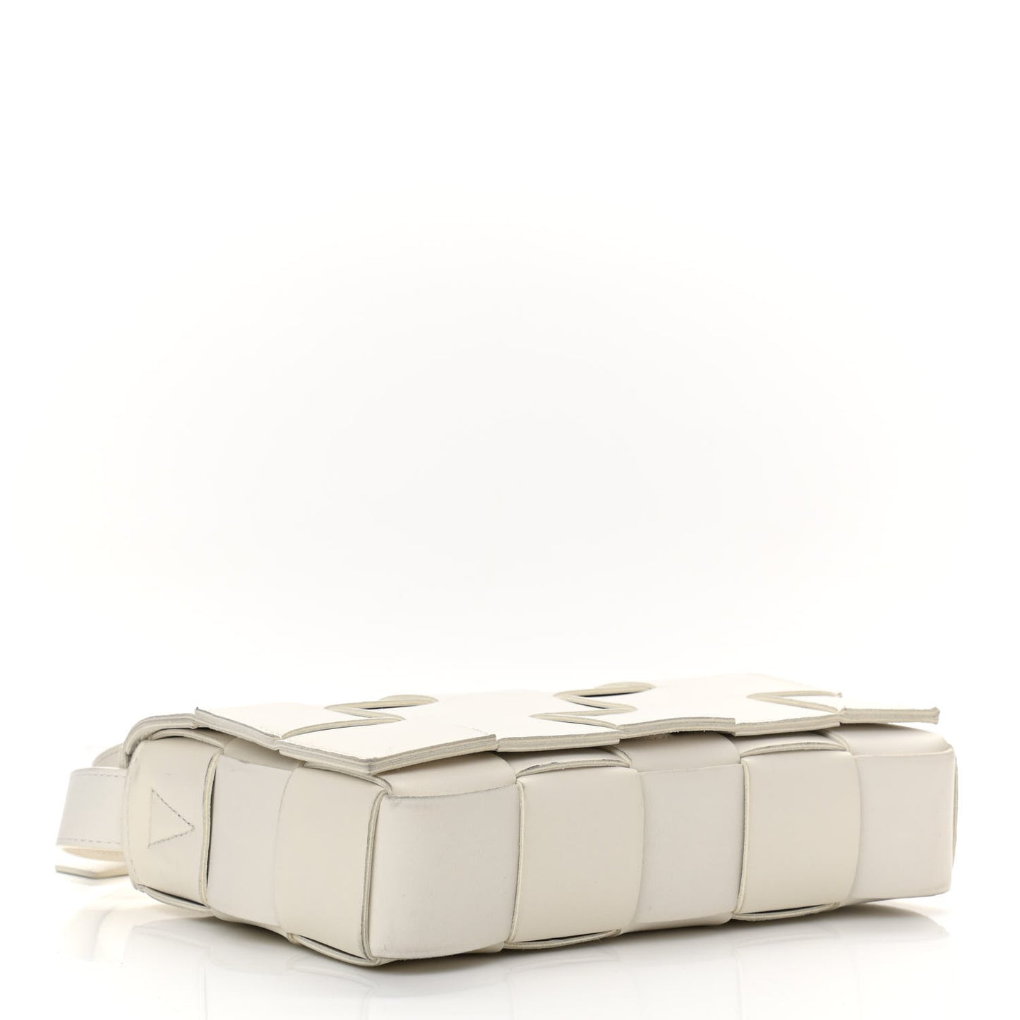 Lambskin Maxi Intrecciato Cassette Crossbody Bag White