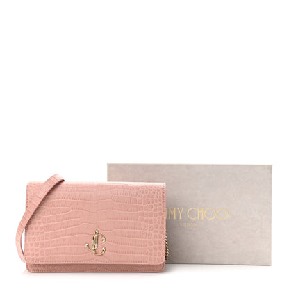 Jimmy Choo Calfskin Crocodile Embossed Palace Crossbody Pink 10 of 10