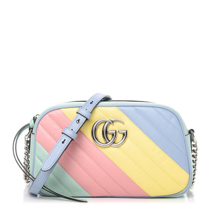 Gucci Calfskin Matelasse Diagonal Small GG Marmont Chain Shoulder Bag Multicolor Pastel 1 of 10
