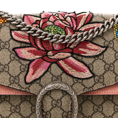 Gucci GG Supreme Monogram Crystal Floral Embroidered Medium Dionysus Shoulder Bag Beige Pink Beige Multicolor 9 of 15