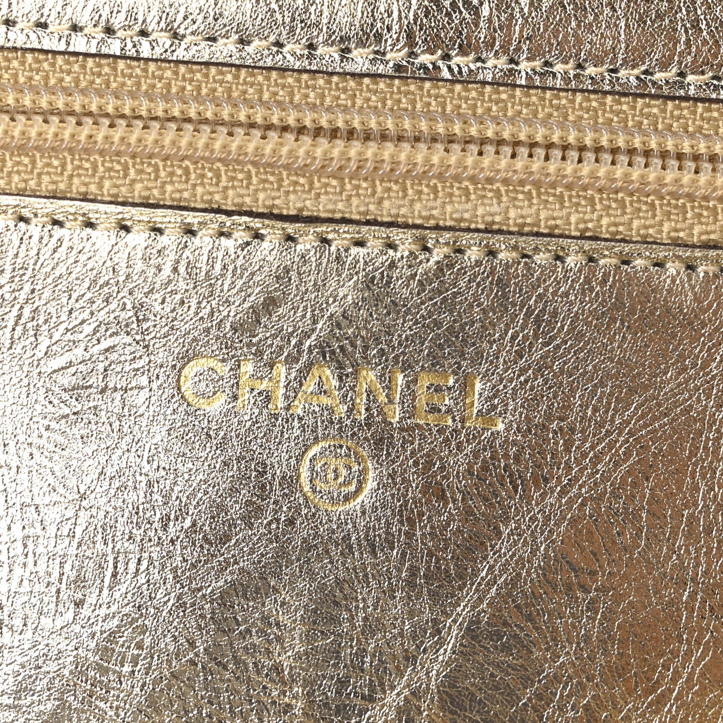 Metallic Aged Calfskin Quilted Reissue Wallet On Chain WOC Gold