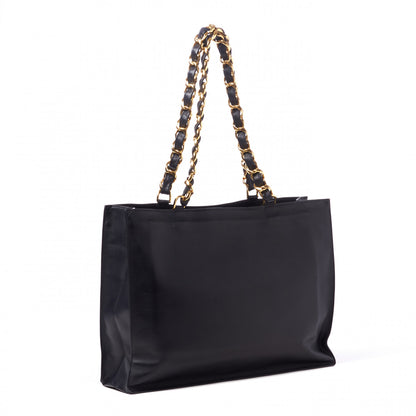 Chanel Lambskin CC Tote Navy 2 of 9