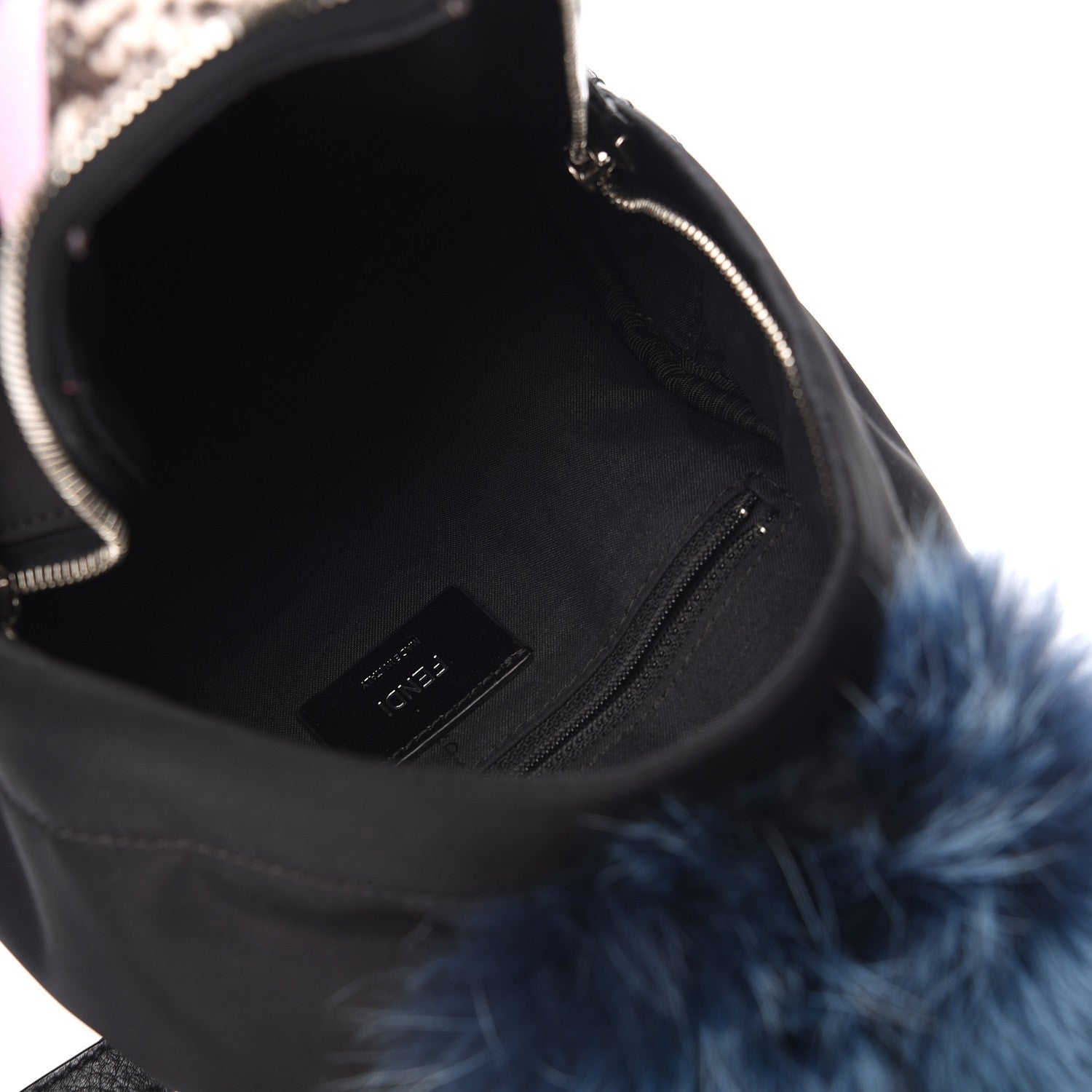 Fendi Nylon Vitello Fox Goat Fur Monster Eyes Mini Backpack Black Multicolor Sky 5 of 7