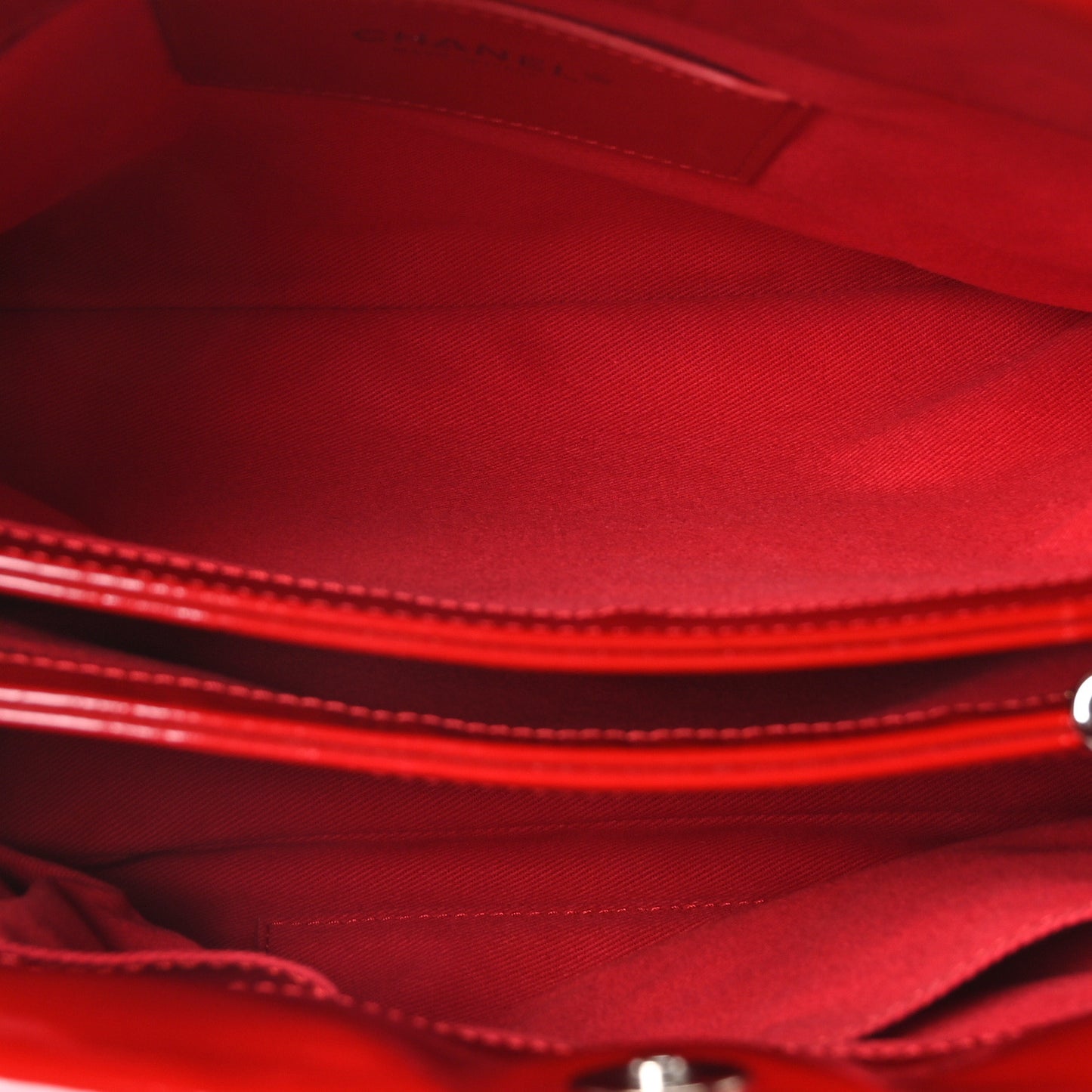 Patent Quilted Large Just Mademoiselle Bowling Bag Red