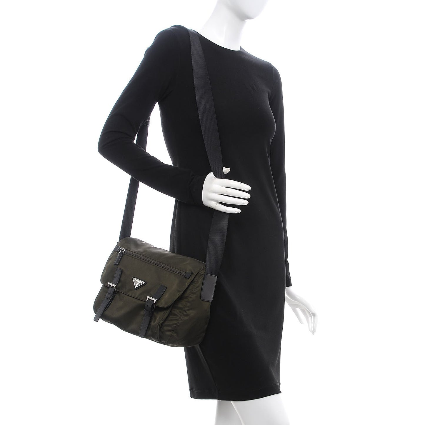 Tessuto Nylon Saffiano Messenger Bag Mimetico