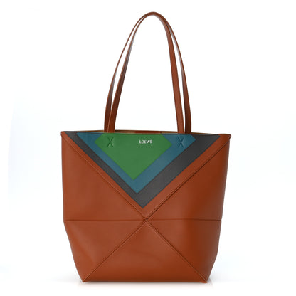 Loewe x Albers Calfskin Medium Puzzle Fold Tote Caramel Bright Green 1 of 11