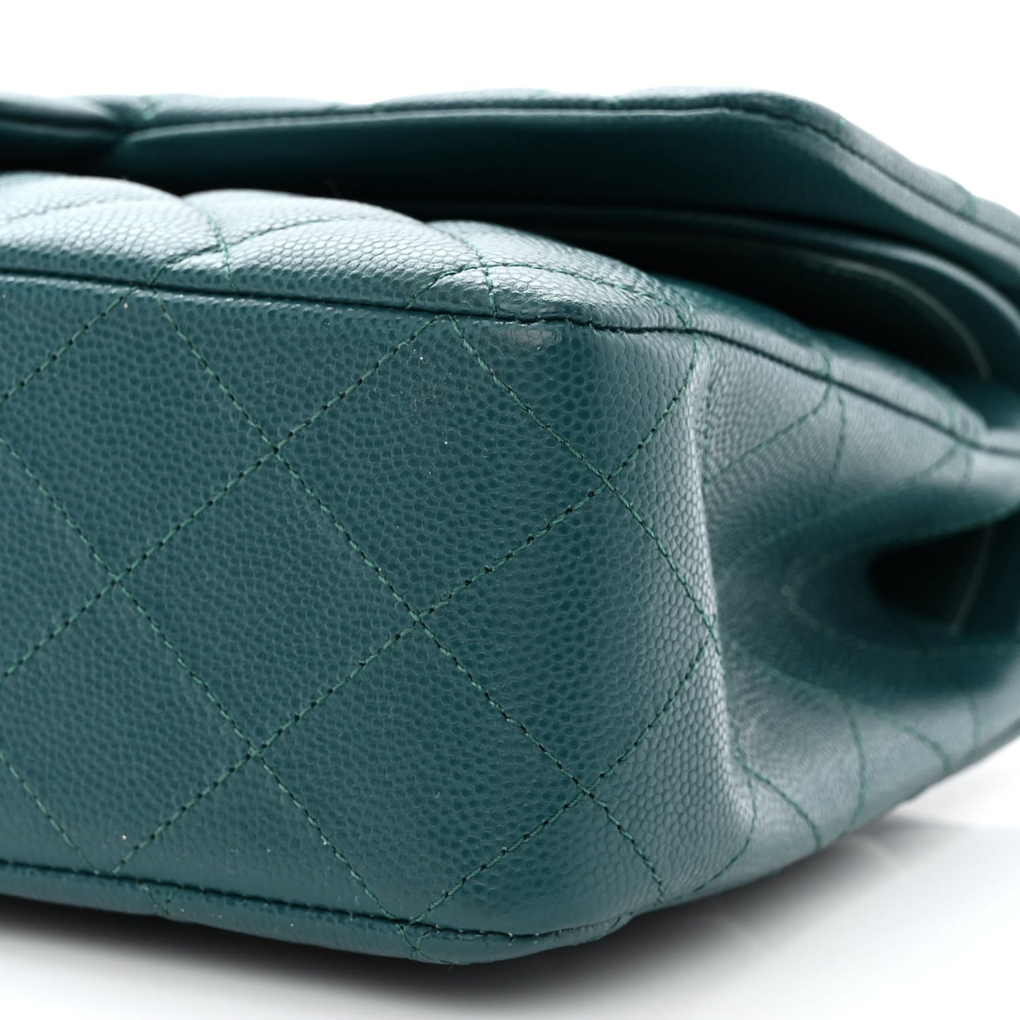 Caviar Quilted Medium Double Flap Dark Turquoise