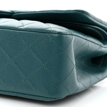 Chanel Caviar Quilted Medium Double Flap Dark Turquoise 10 of 12