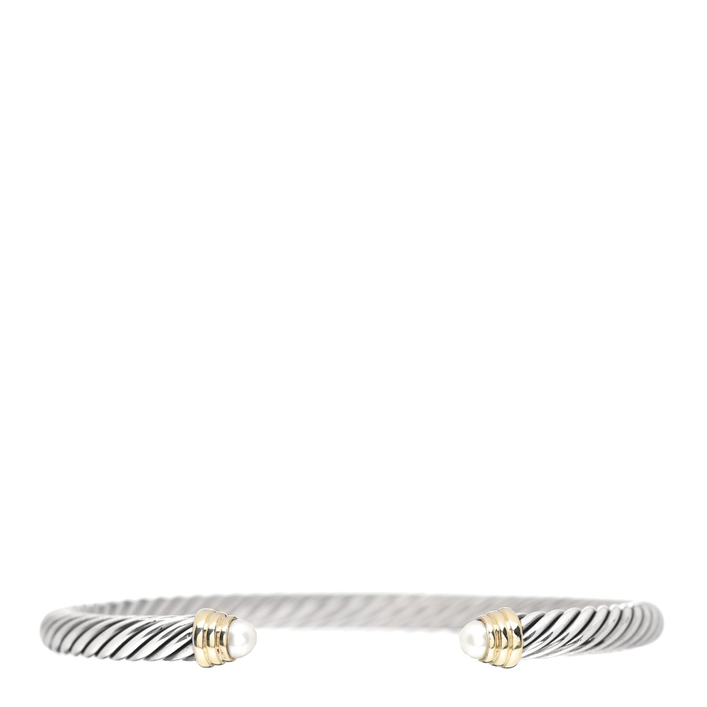 Sterling Silver 14K Yellow Gold Pearl 5mm Cable Classics Petite Color Bracelet