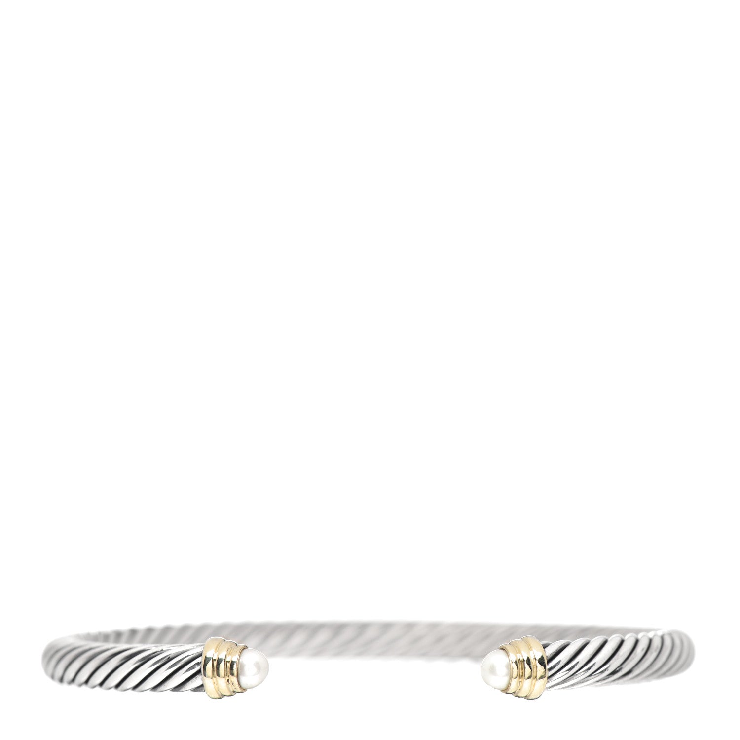 David Yurman Sterling Silver 14K Yellow Gold Pearl 5mm Cable Classics Petite Color Bracelet 1 of 4