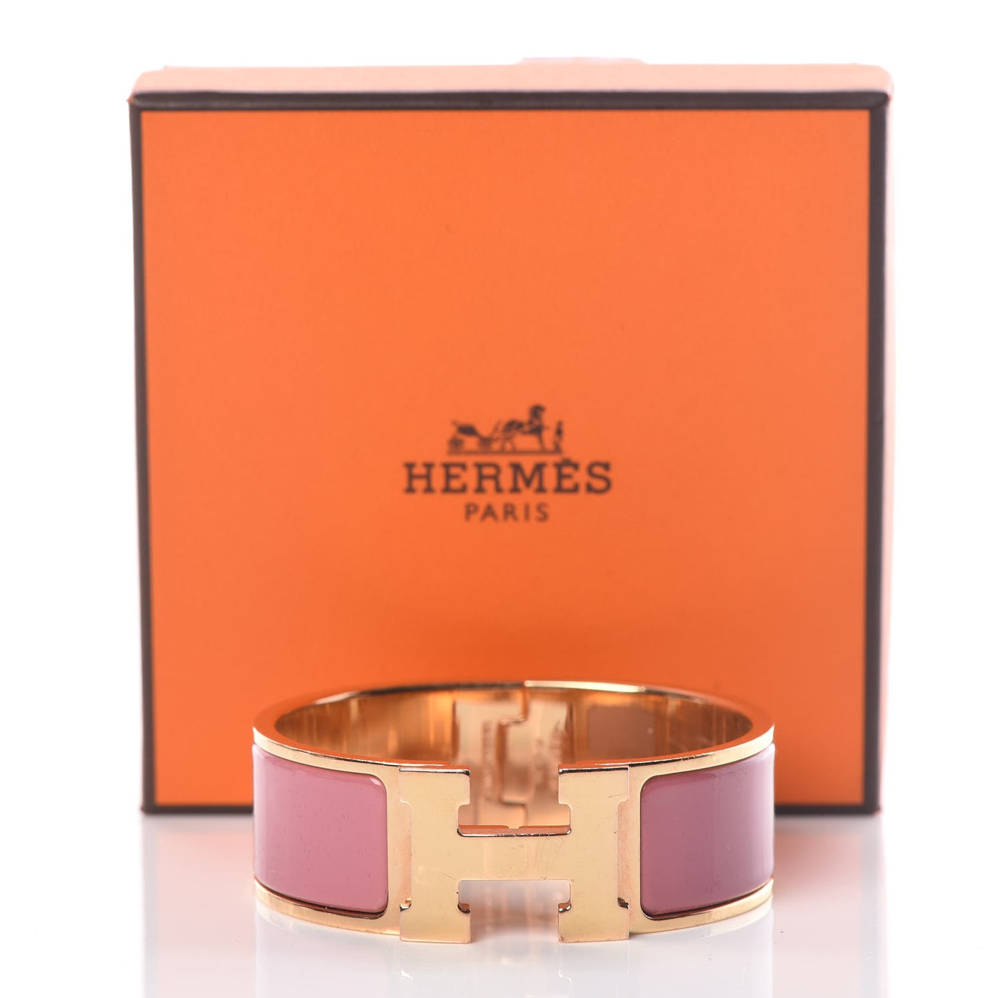 Enamel Wide Clic Clac H Bracelet PM Rose Velours