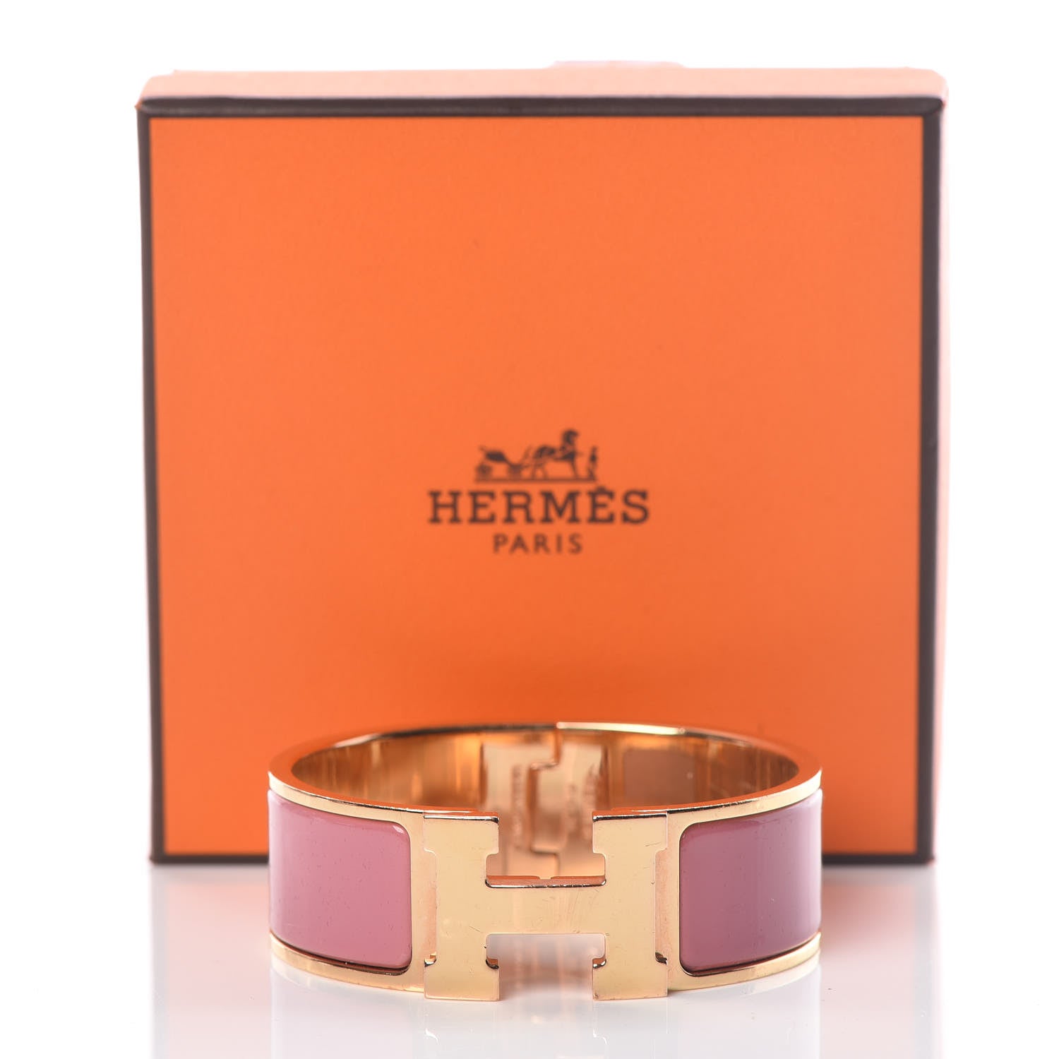 Hermes Enamel Wide Clic Clac H Bracelet PM Rose Velours 5 of 5