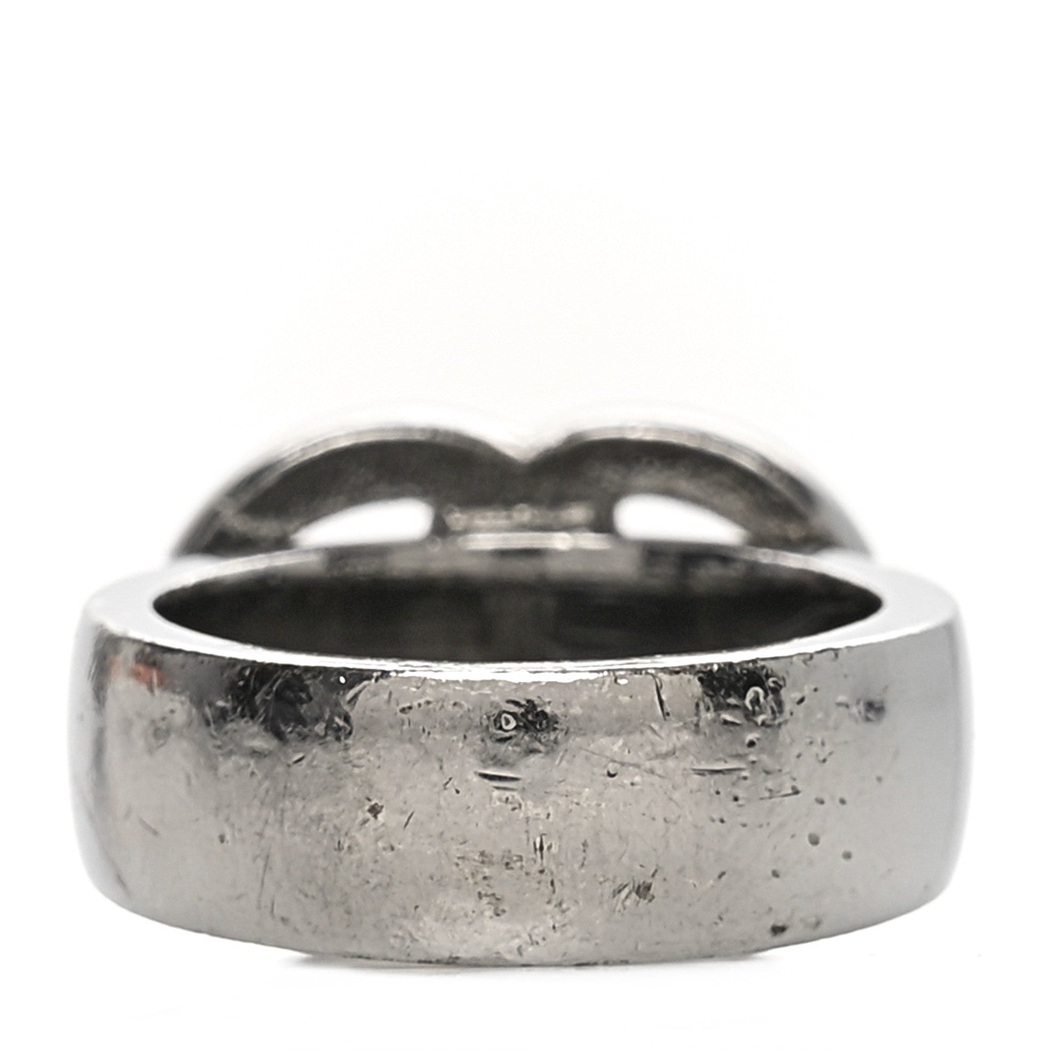 Chanel Glitter Enamel CC Ring 52 6 Black Silver 3 of 4