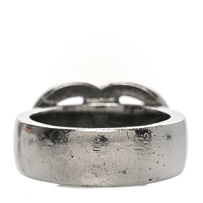 Chanel Glitter Enamel CC Ring 52 6 Black Silver 3 of 4