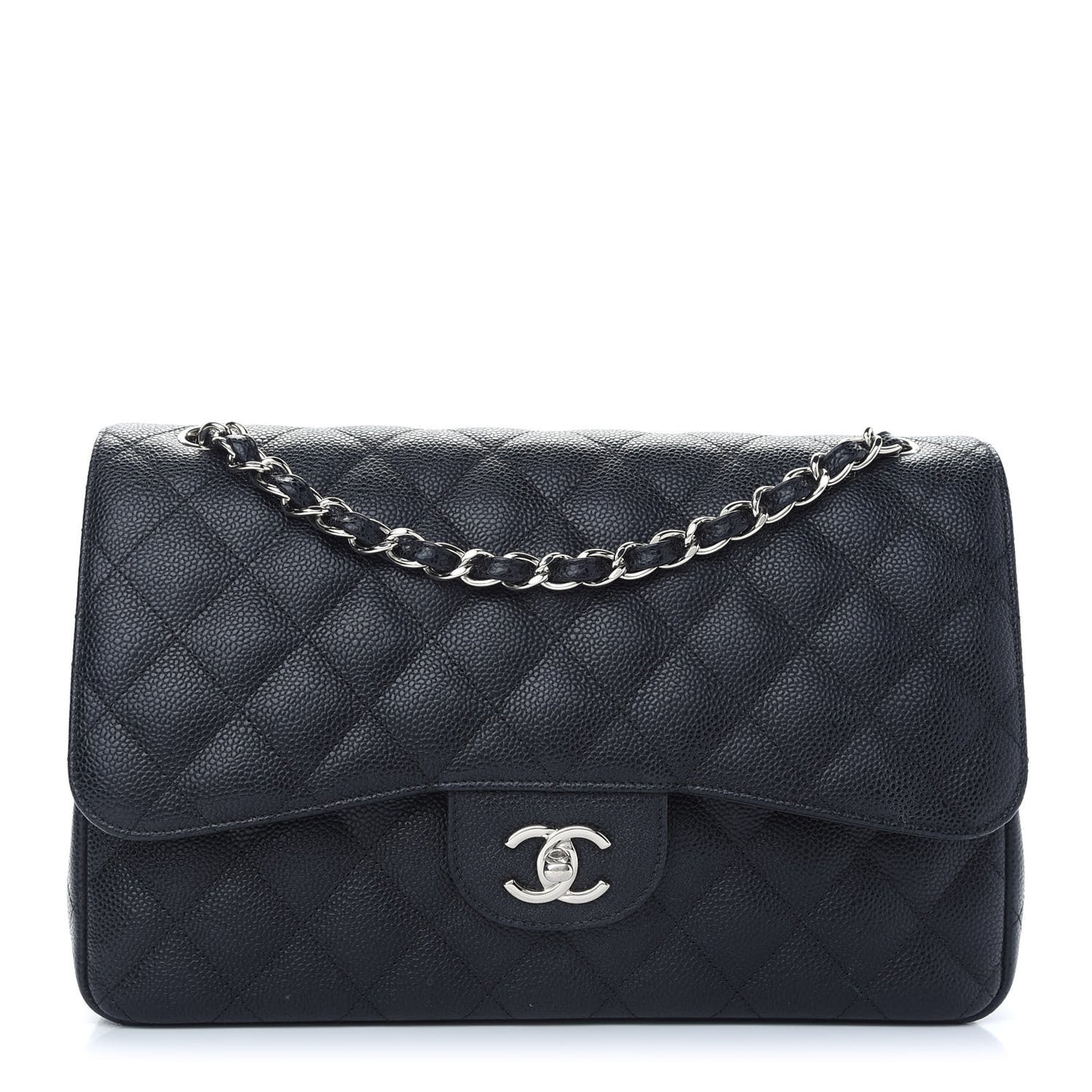 Caviar Quilted Jumbo Double Flap Black