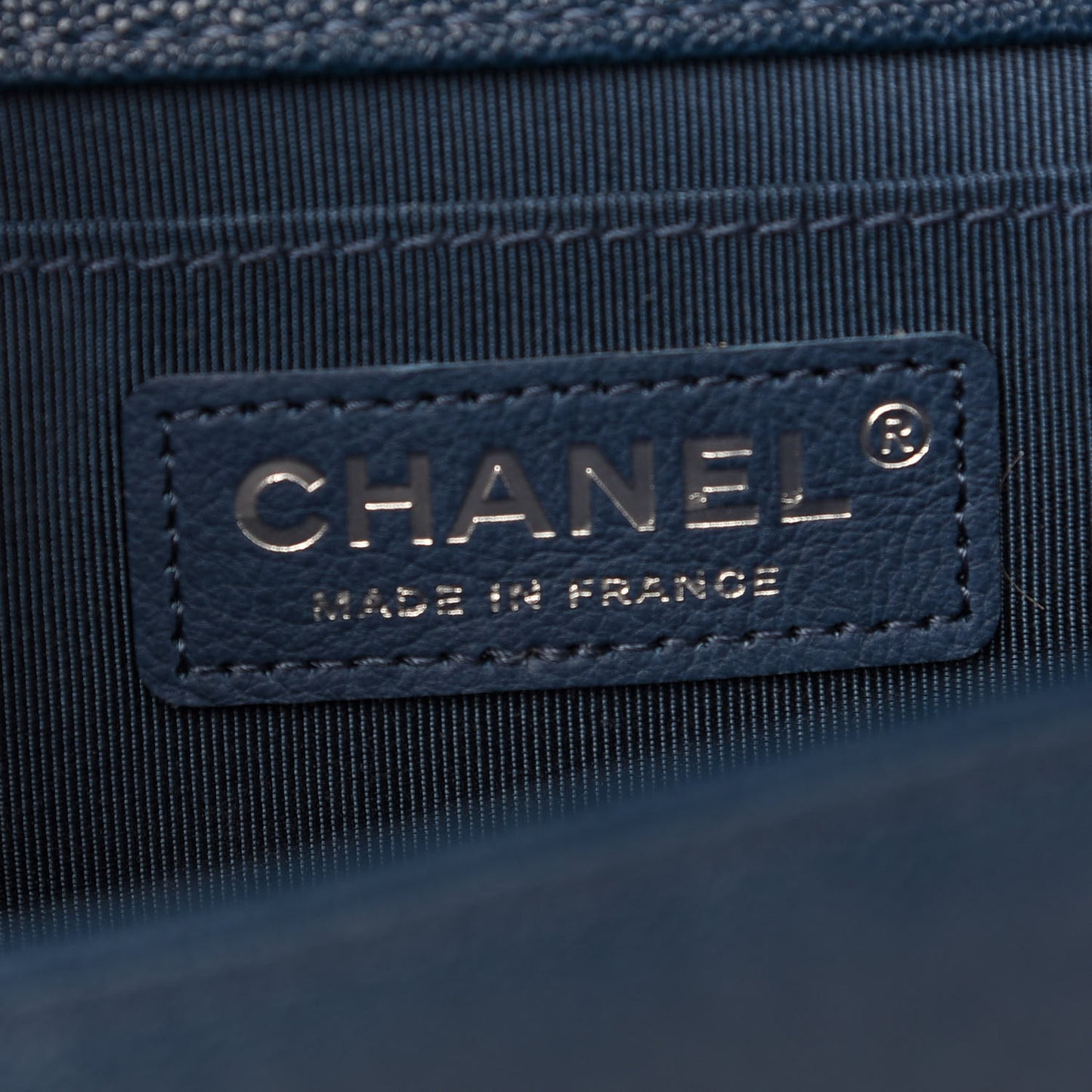 Caviar Quilted Medium Boy Flap Dark Blue