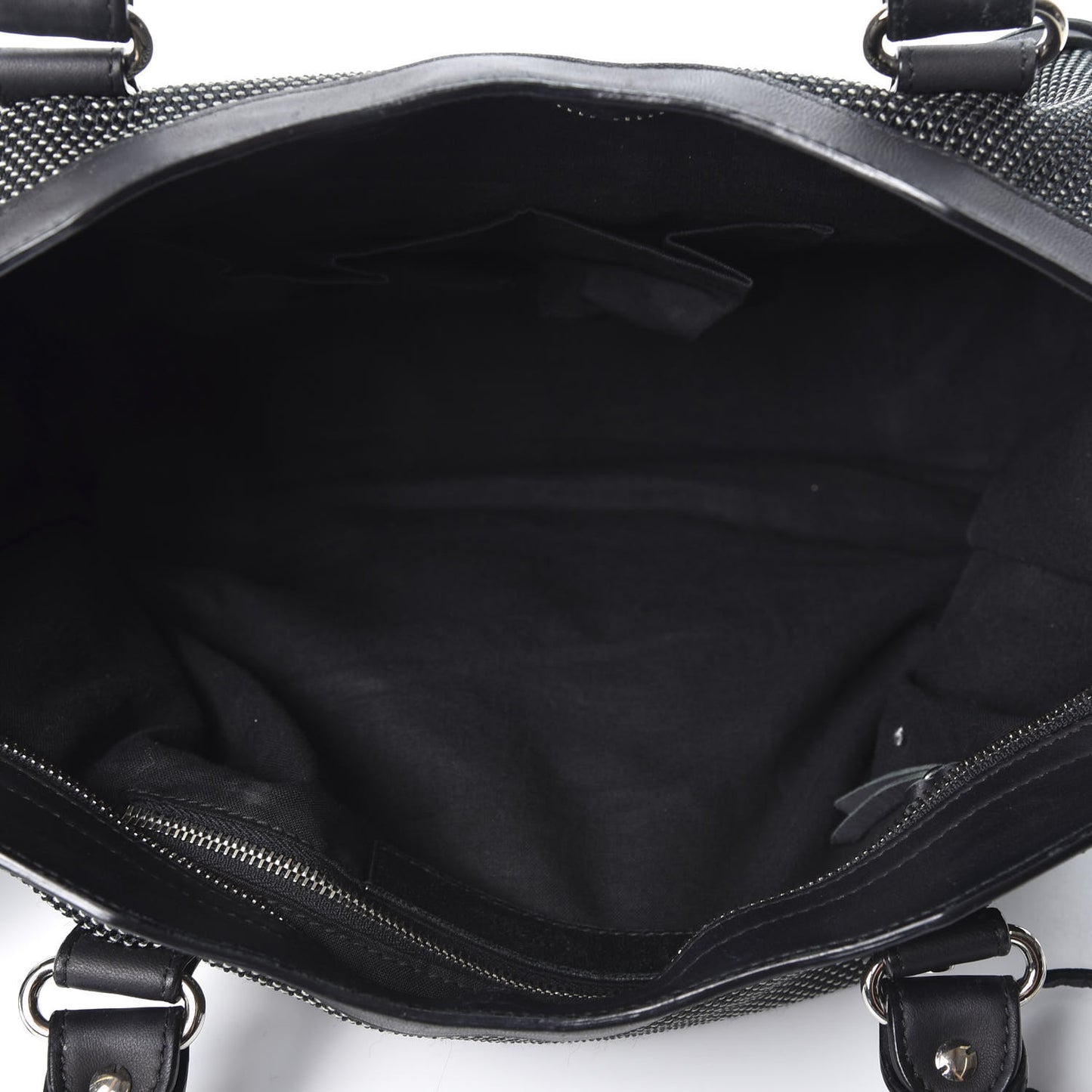 Calfskin Twill Perforated Classic Silver Hardware City Black