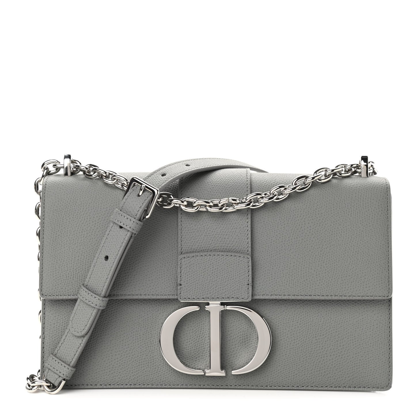 Grained Calfskin 30 Montaigne Chain Flap Bag Grey