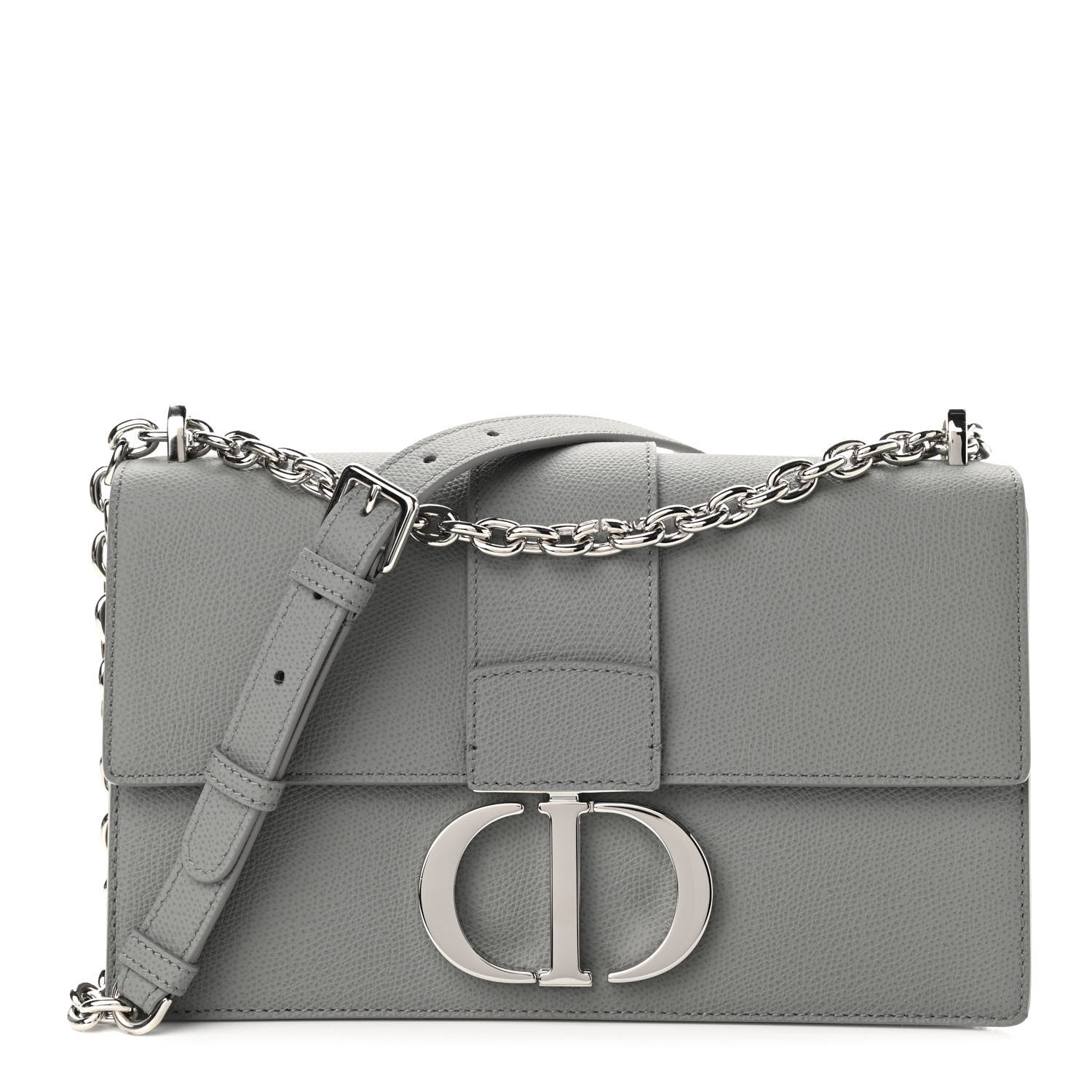 Christian Dior Grained Calfskin 30 Montaigne Chain Flap Bag Grey 1 of 8