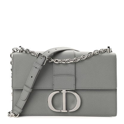 Christian Dior Grained Calfskin 30 Montaigne Chain Flap Bag Grey 1 of 8