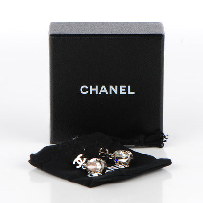 Chanel Crystal CC Tear Drop Earrings Silver 3 of 3